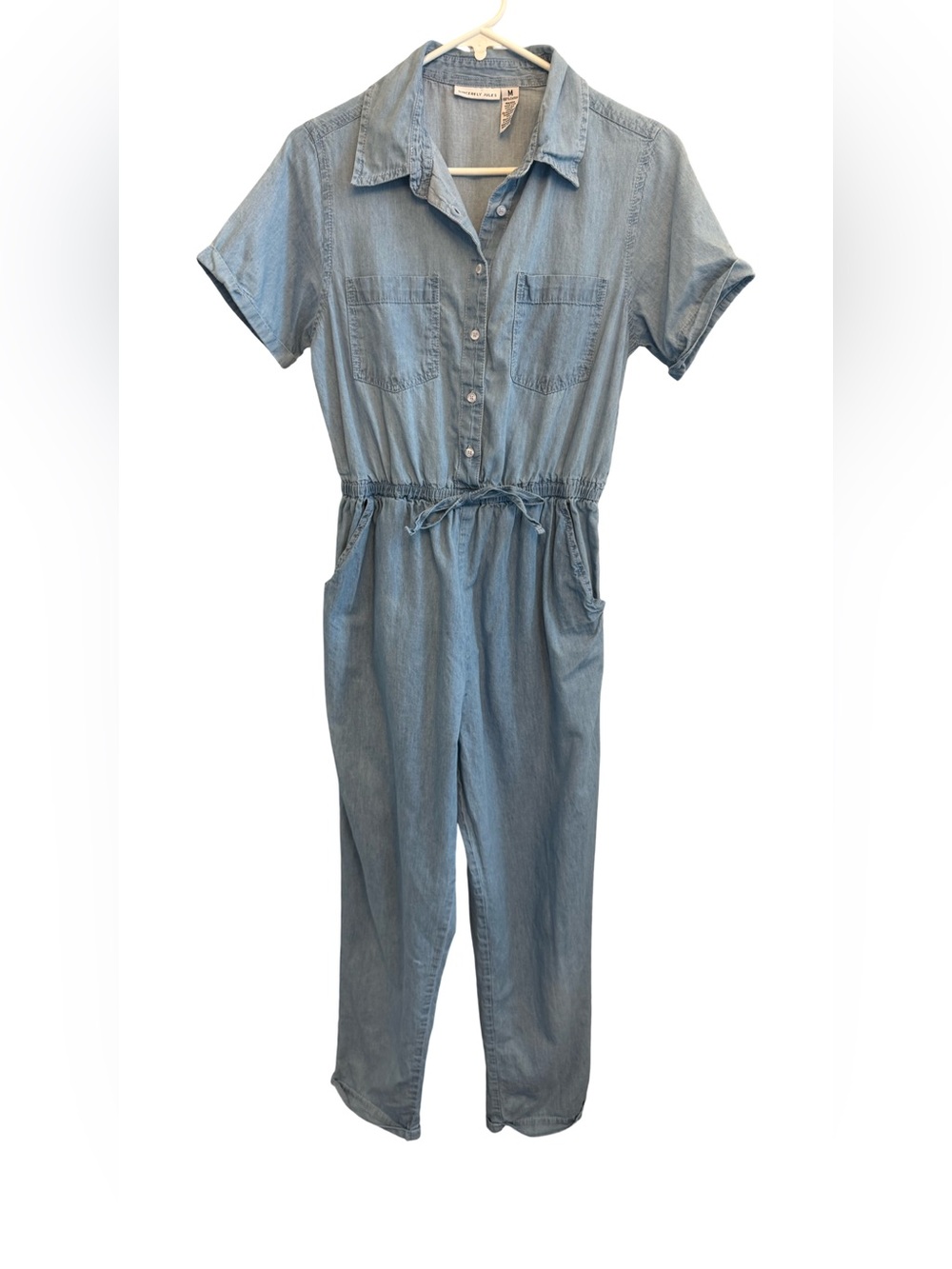 Sincerely Jules Chambray Jumpsuit Women’s M Denim Button Front Utility